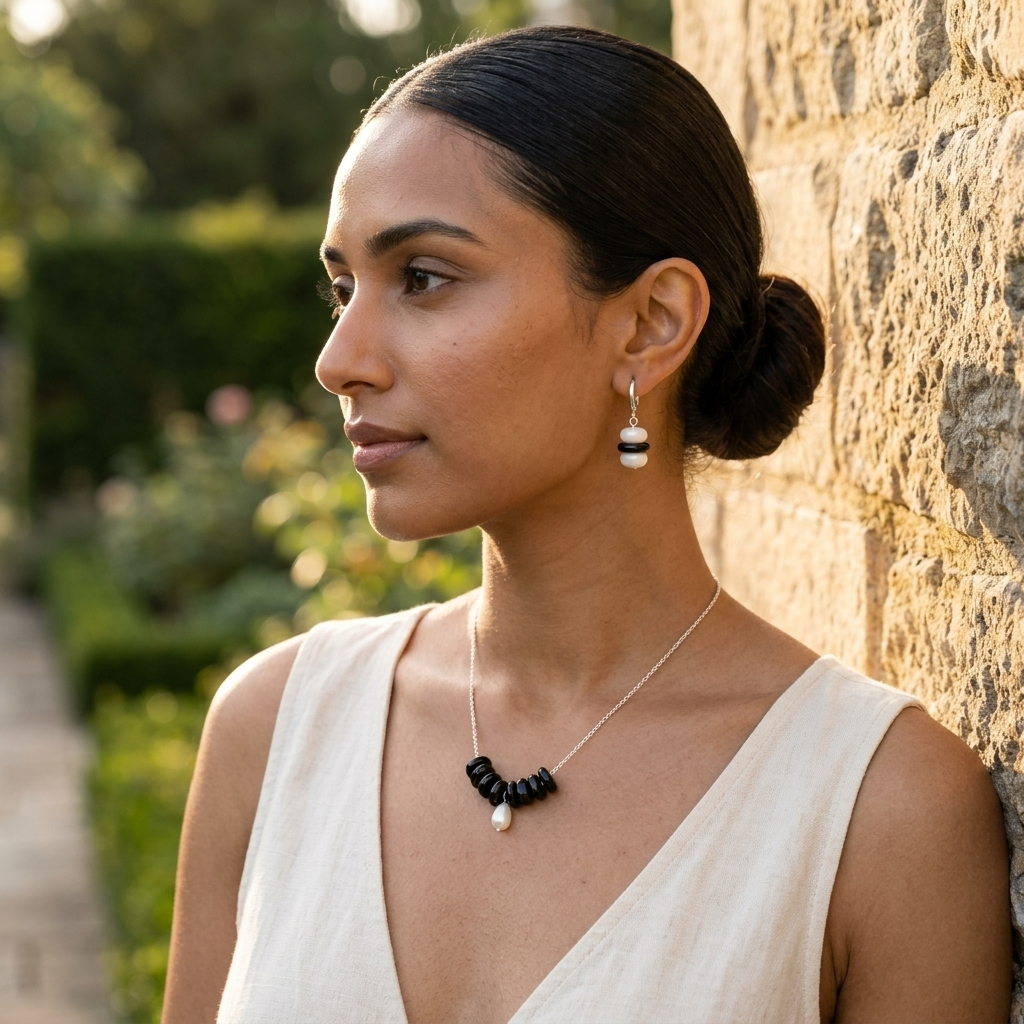Dalmatian Necklace & Earrings Set Ostella Shells