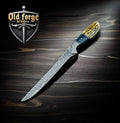 Custom Handmade Damascus Fillet Knife – 7.5” Blade, Antler & Buffalo Horn Handle with Leather Case OLD FORGE BLADES
