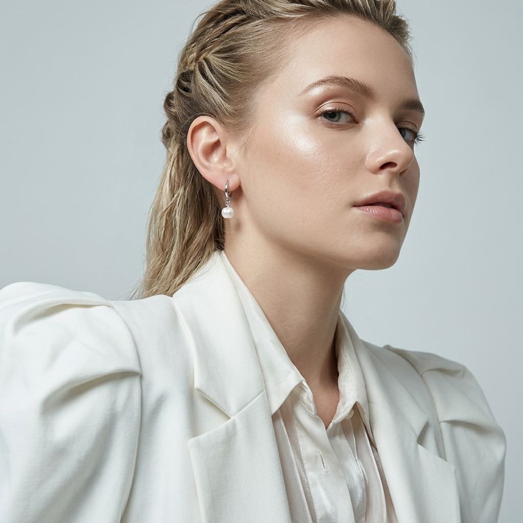 Milán Pearl Huggie Hoops Ostella Shells