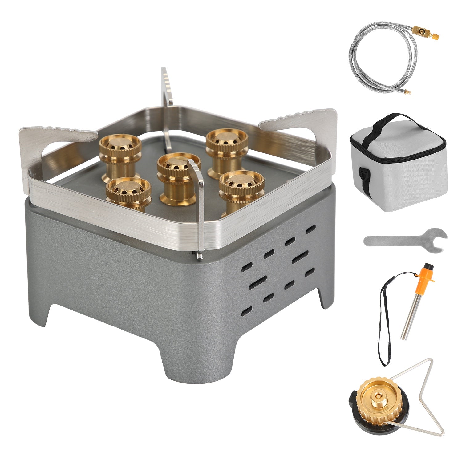 12000W Portable Camping Stove With Cassette Adapter Windproof Outdoor Backpacking Burner with Carrying Case Igniter for Outdoor Hiking Camping Picnic