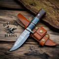 Premium Damascus Steel Knife Hunting – 10 Inch Blade OLD FORGE BLADES