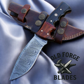 Custom Handmade Hunting Knife with Watered Steel Blade OLD FORGE BLADES