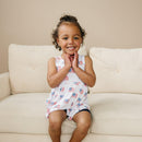4th of July Flag Print Bamboo Peplum Top & Bike Shorts Little Joy Co.
