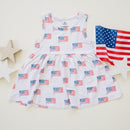 4th of July Flag Print Bamboo Peplum Top & Bike Shorts Little Joy Co.