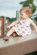 4th of July Flag Print Bamboo Peplum Top & Bike Shorts Little Joy Co.
