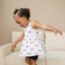 4th of July Flag Print Bamboo Peplum Top & Bike Shorts Little Joy Co.