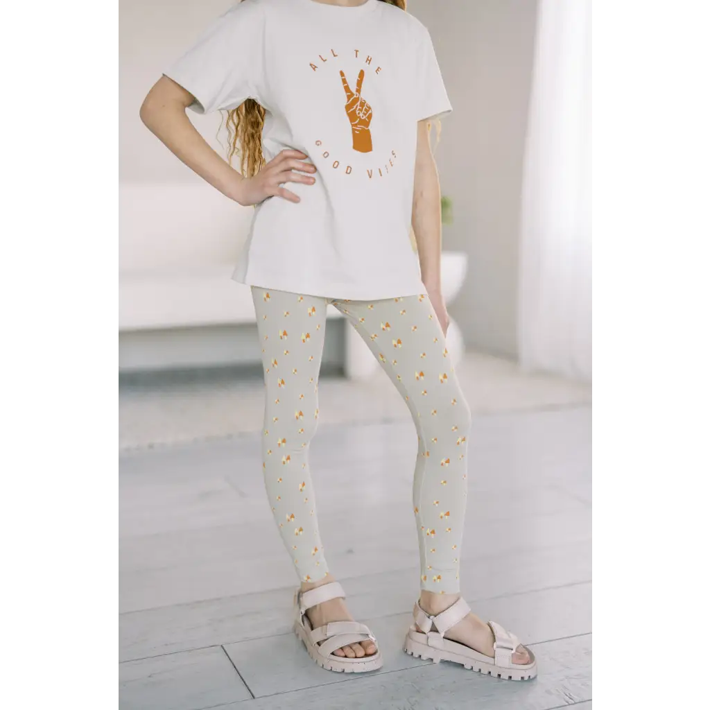 Kids Lightweight Leggings with Small Trees