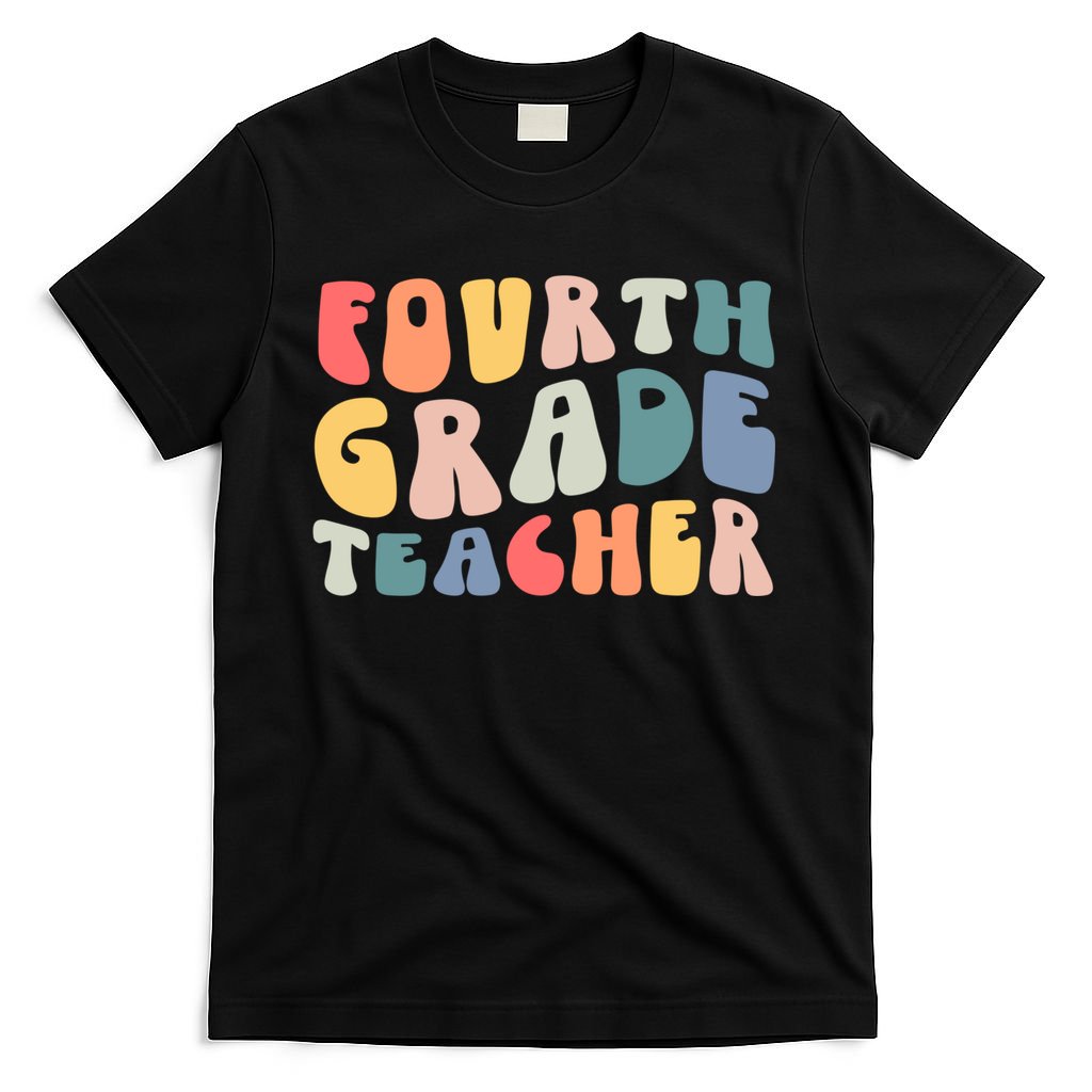 Groovy Vintage 4th Fourth Grade Teacher Back To School T-Shirt Mood Vibes Tees - Express Your Mood, Wear Your Style