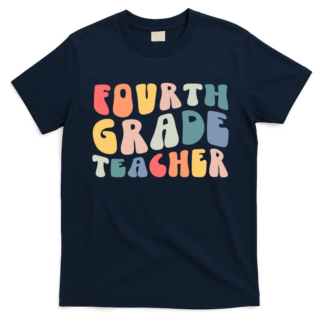 Groovy Vintage 4th Fourth Grade Teacher Back To School T-Shirt Mood Vibes Tees - Express Your Mood, Wear Your Style