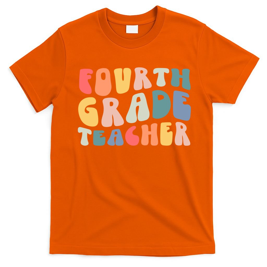 Groovy Vintage 4th Fourth Grade Teacher Back To School T-Shirt Mood Vibes Tees - Express Your Mood, Wear Your Style