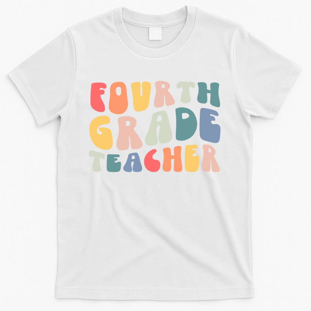 Groovy Vintage 4th Fourth Grade Teacher Back To School T-Shirt Mood Vibes Tees - Express Your Mood, Wear Your Style