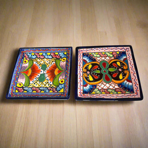 8" Square Talavera Plate | Colorful Mexican Handmade Dish