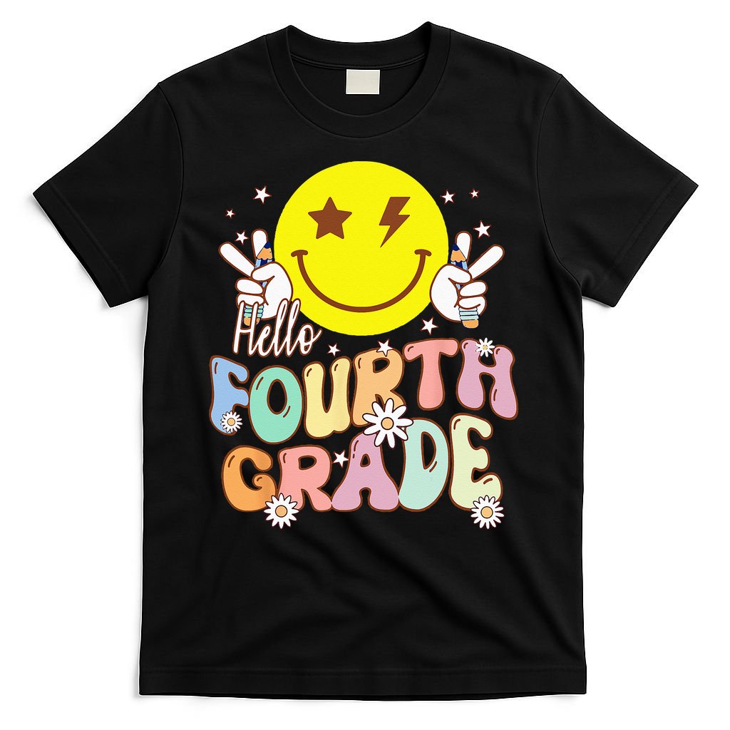 Hello Fourth Grade Funny Smile Face 4th Grade Back To School T-Shirt Mood Vibes Tees - Express Your Mood, Wear Your Style