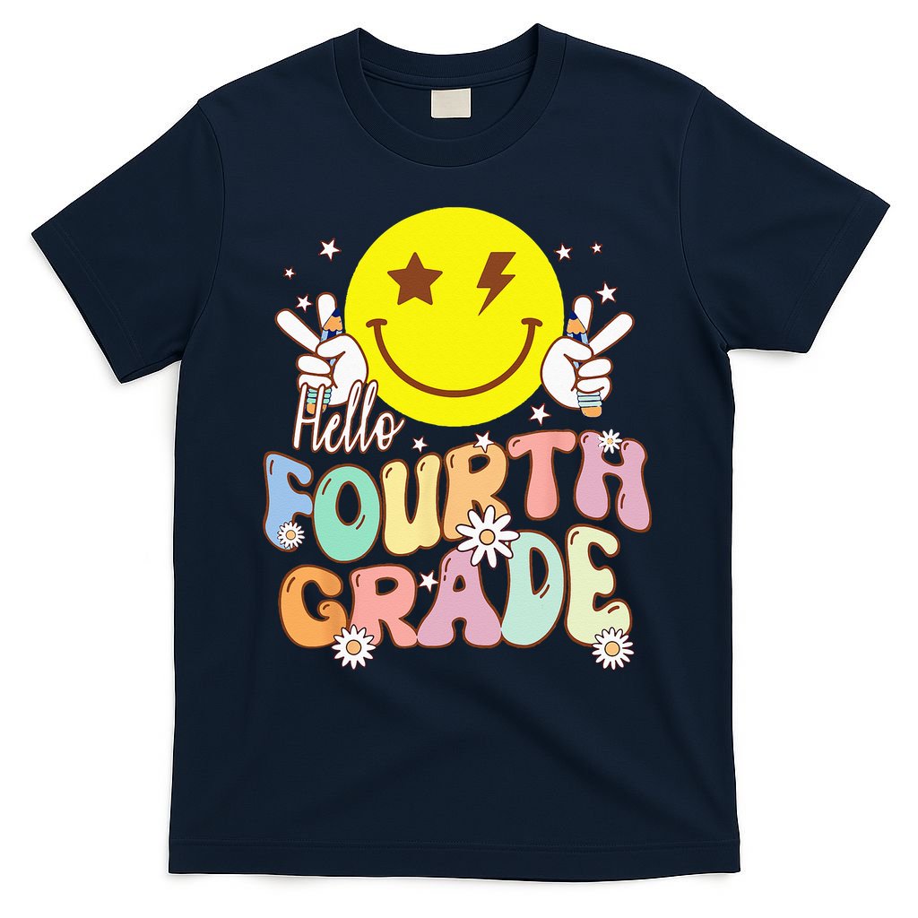 Hello Fourth Grade Funny Smile Face 4th Grade Back To School T-Shirt Mood Vibes Tees - Express Your Mood, Wear Your Style