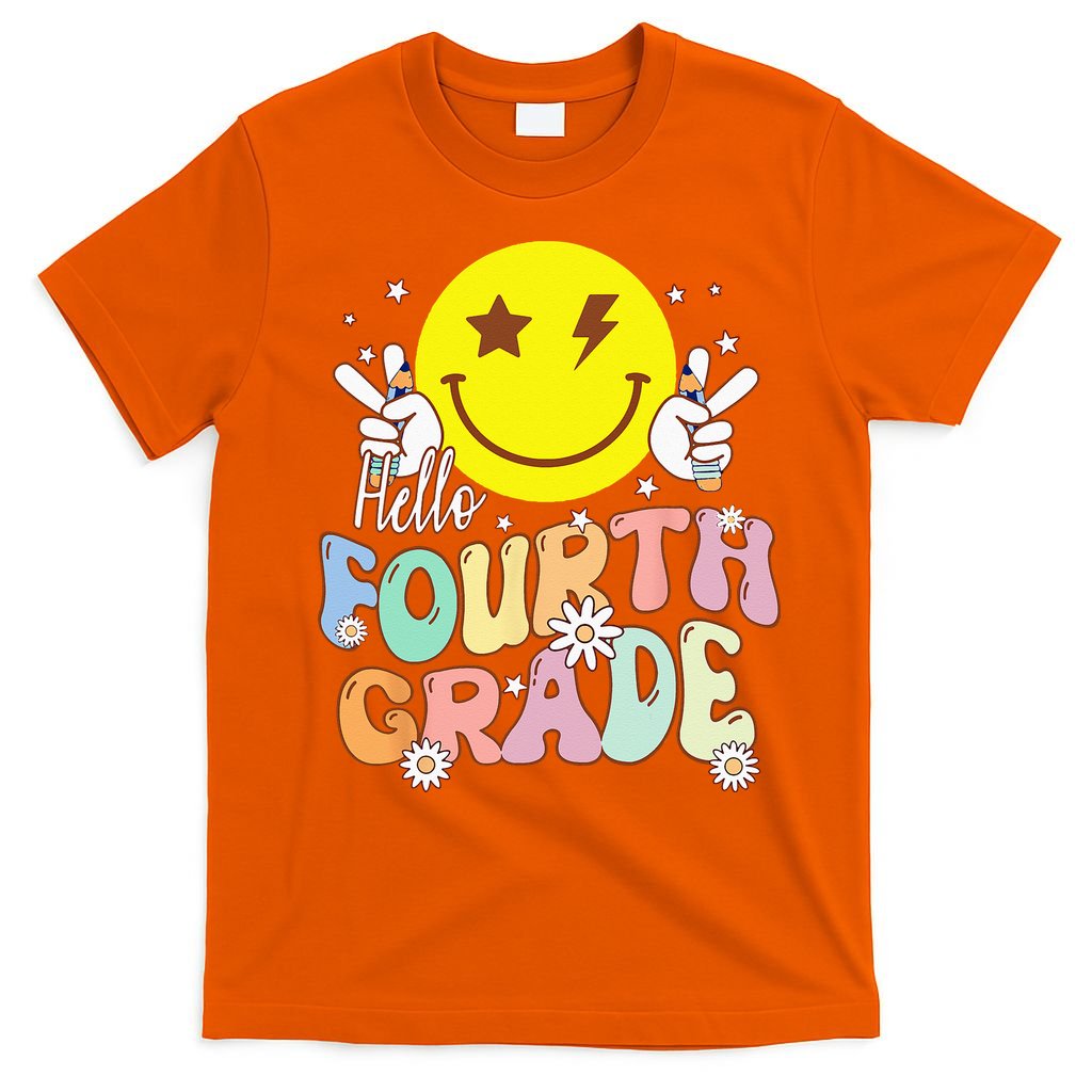 Hello Fourth Grade Funny Smile Face 4th Grade Back To School T-Shirt Mood Vibes Tees - Express Your Mood, Wear Your Style