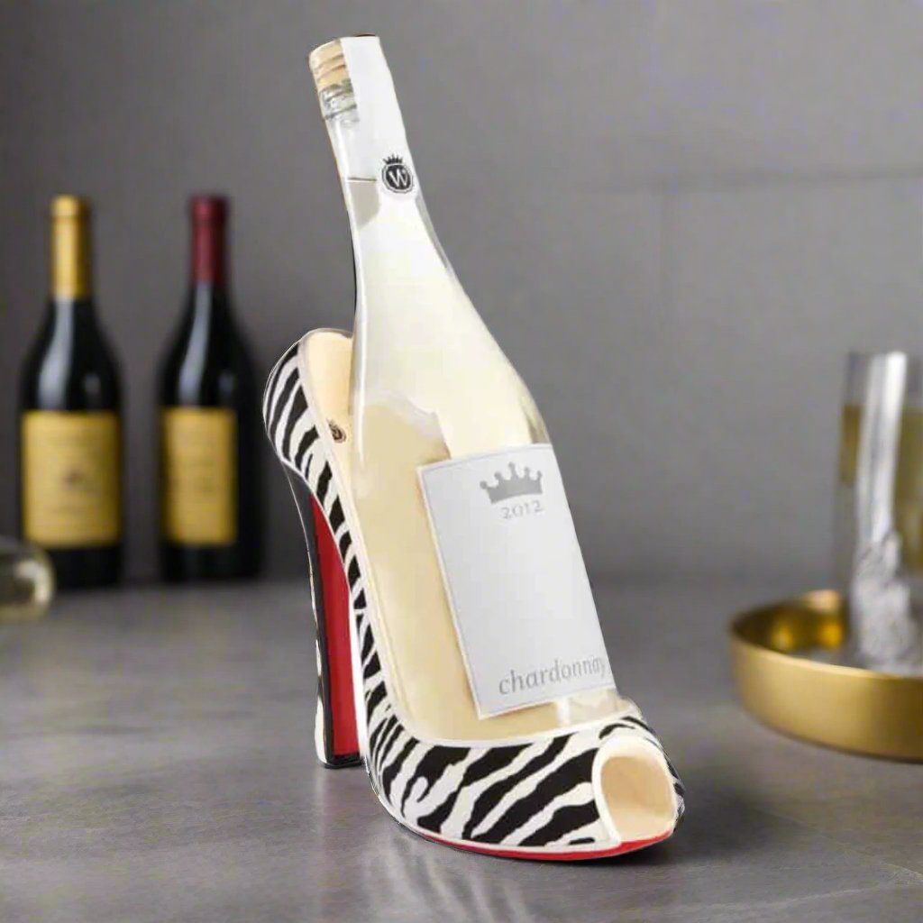 High Heel Zebra Print Wine Bottle Holder Sister.ly Drinkware