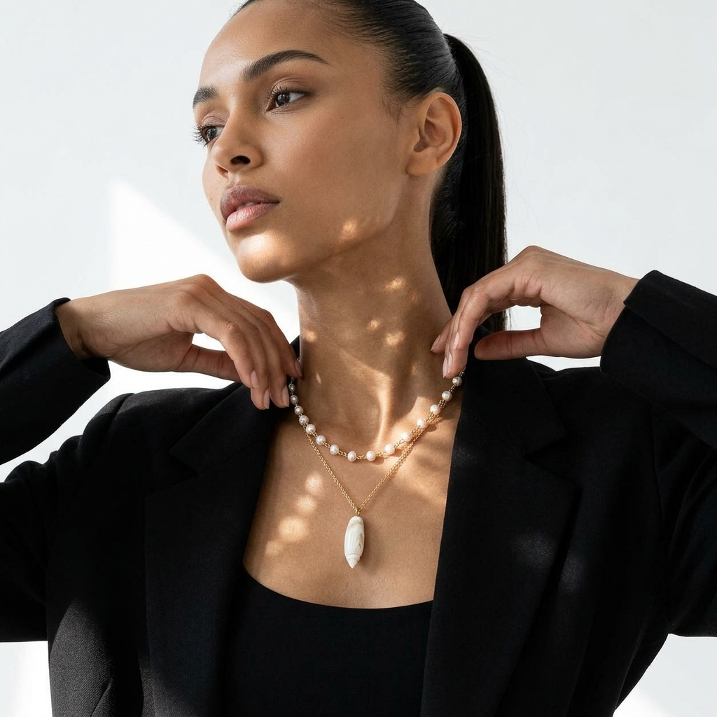 Swan Layered Necklace Ostella Shells