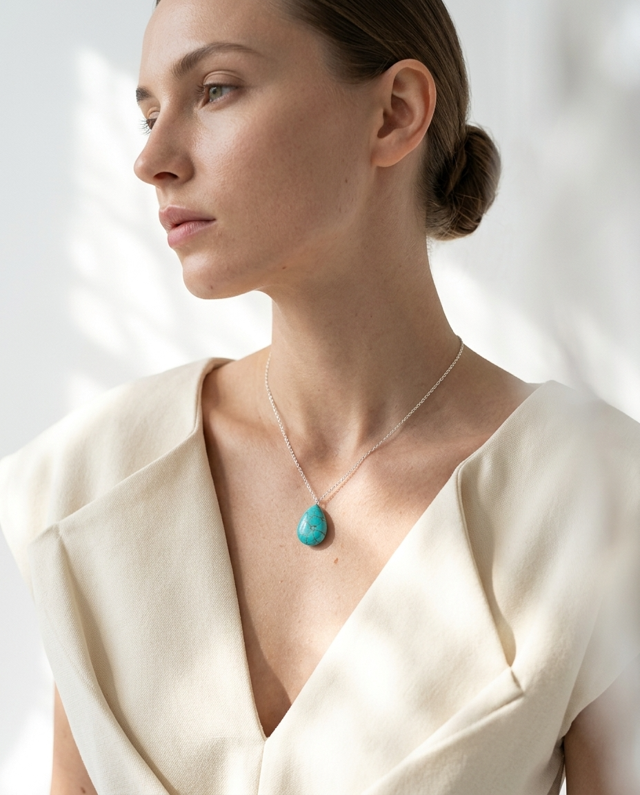 Turquoise Necklace & Earrings Set Ostella Shells