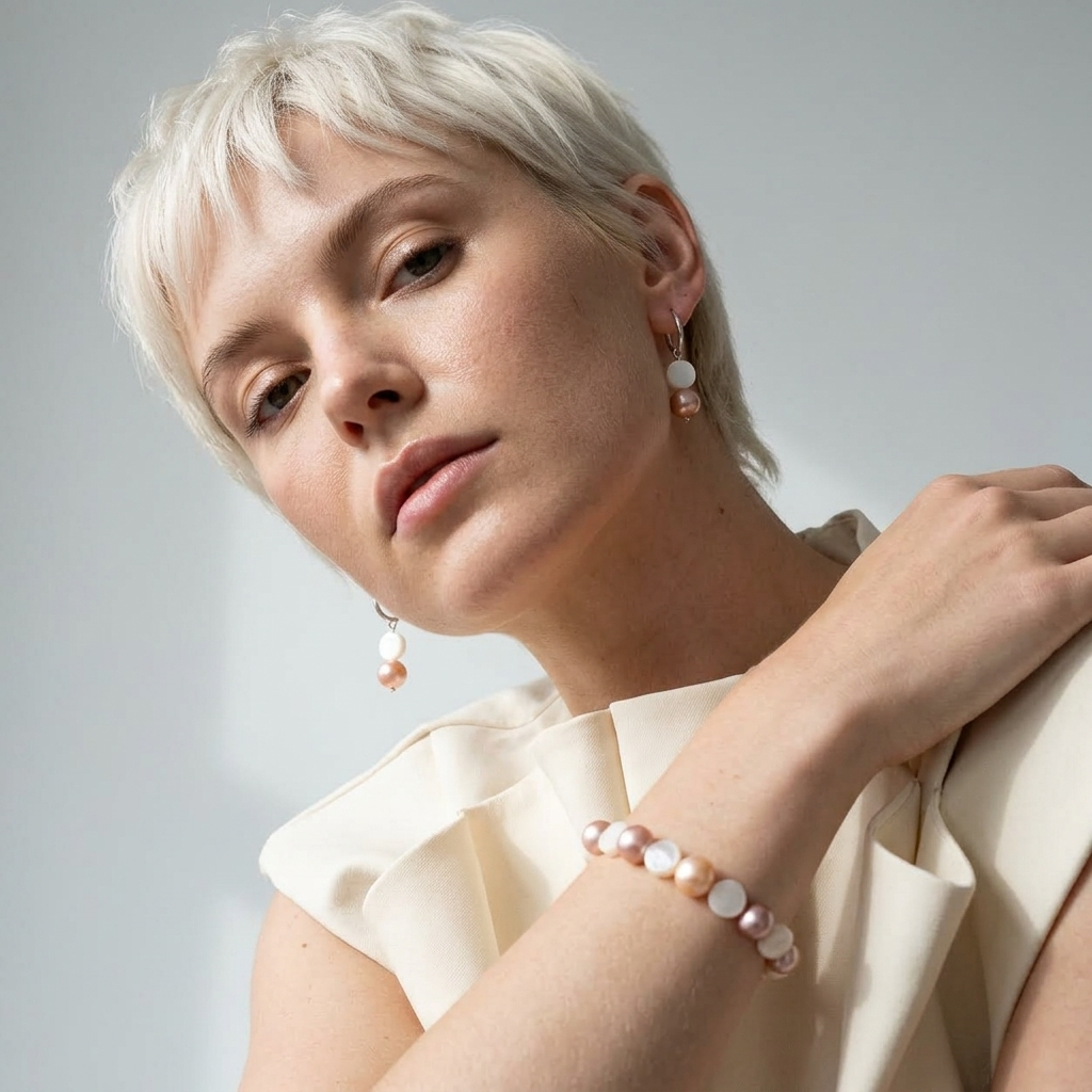 Pearl Bracelet and Earring Set Ostella Shells