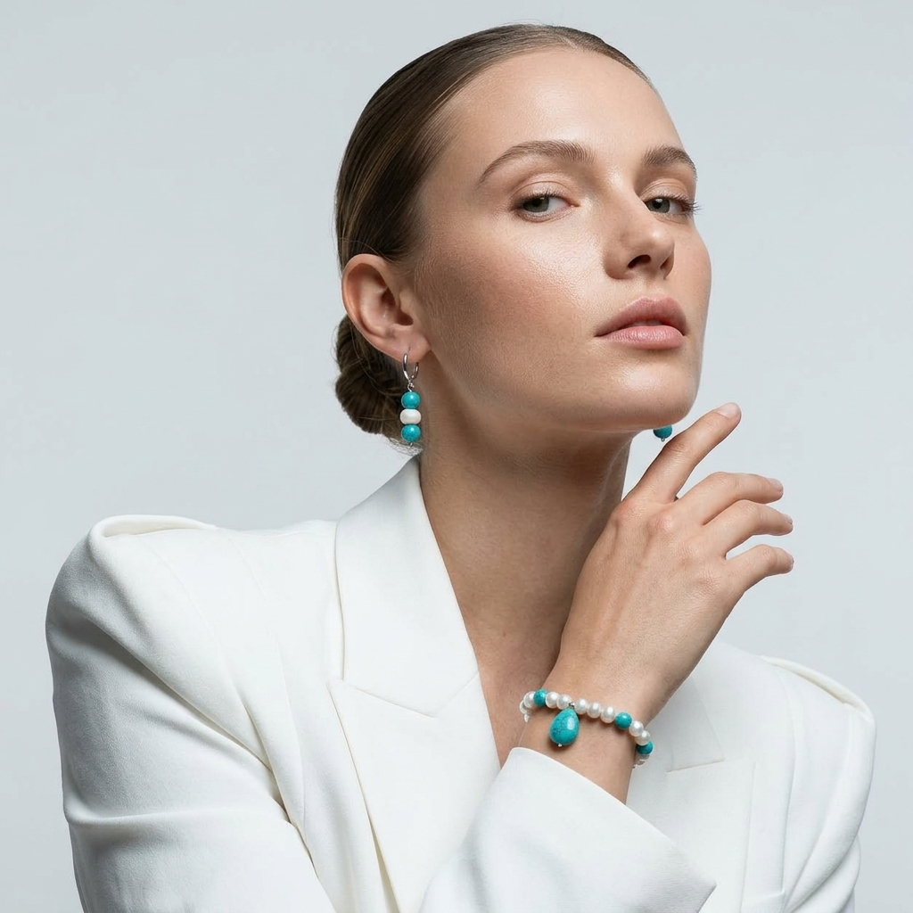 Turquoise Bracelet and Earring Set Ostella Shells