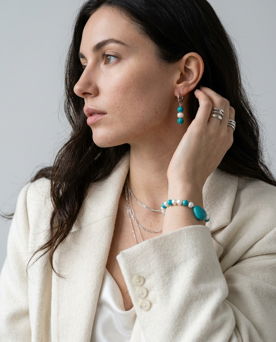 Turquoise Bracelet and Earring Set Ostella Shells