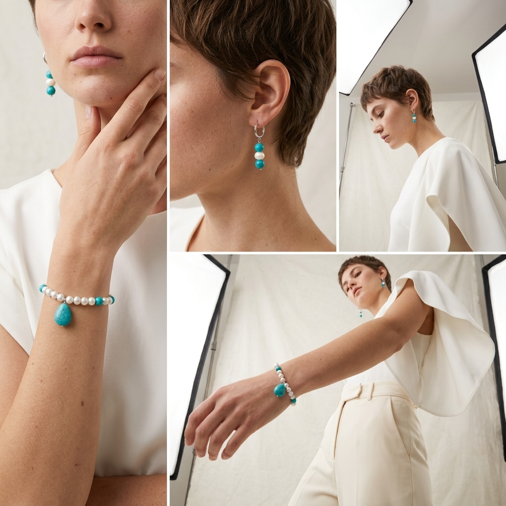 Turquoise Bracelet and Earring Set Ostella Shells