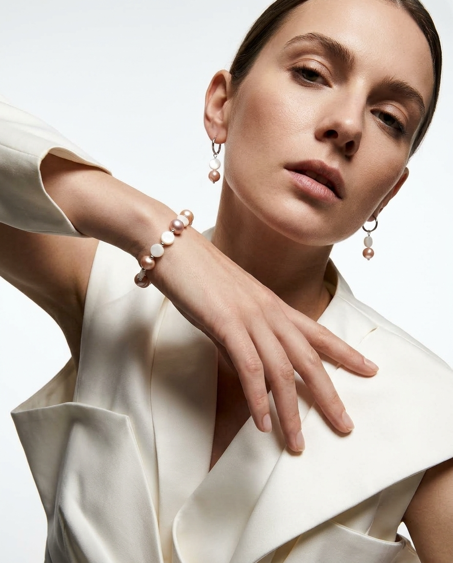 Pearl Bracelet and Earring Set Ostella Shells
