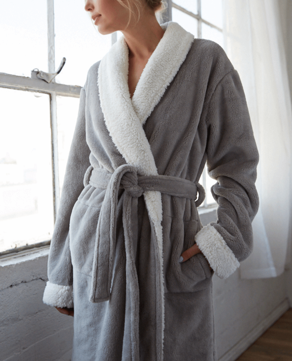 Cloud Soft Sherpa Fleece Robe Pure Fiber