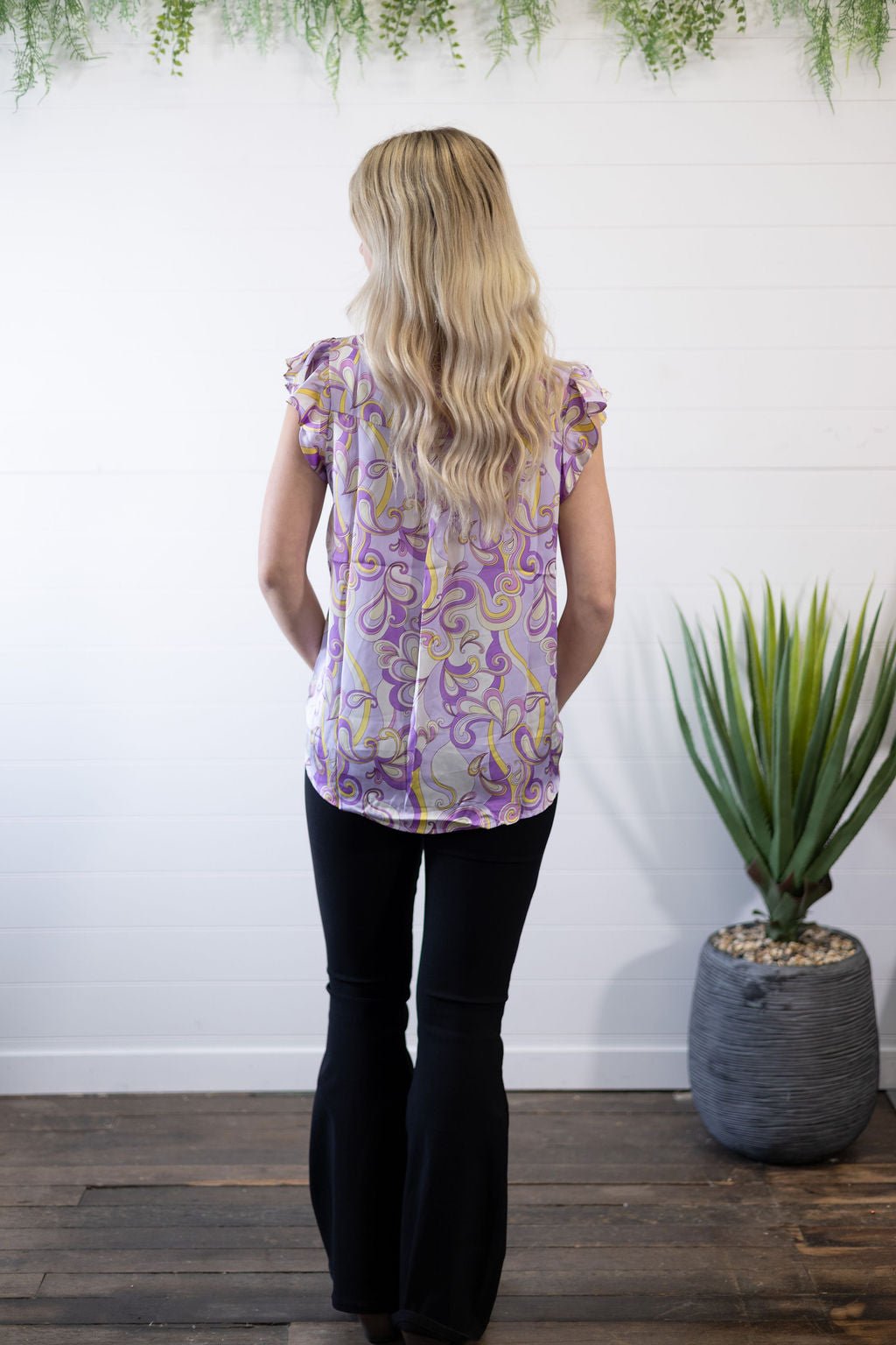 Andrée by Unit Lilac Split Neckline Western Satin Blouse — Flowy Sleeves Non-Sheer Summer Top (small and large remain) Cowhide and Conchos