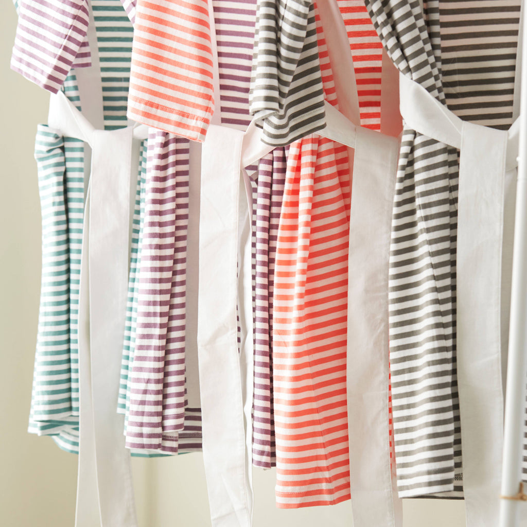 Seaside Serenity Stripe Organic Hooded Short Robe Pure Fiber