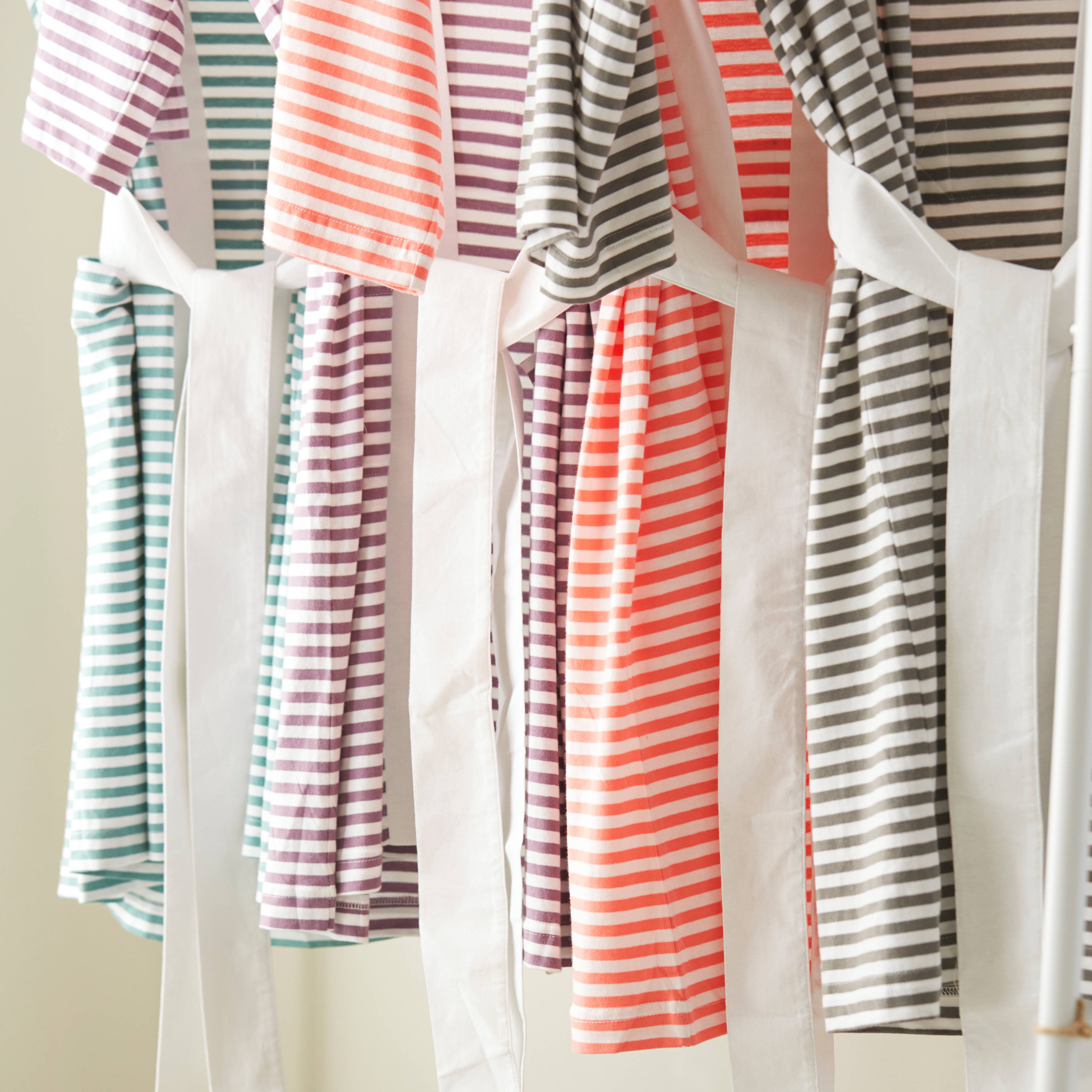 Seaside Serenity Stripe Organic Hooded Short Robe Pure Fiber