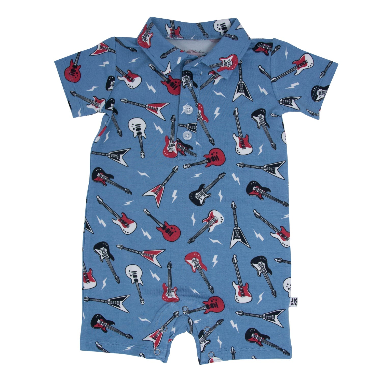 Polo Romper - Rock N Roll Blue