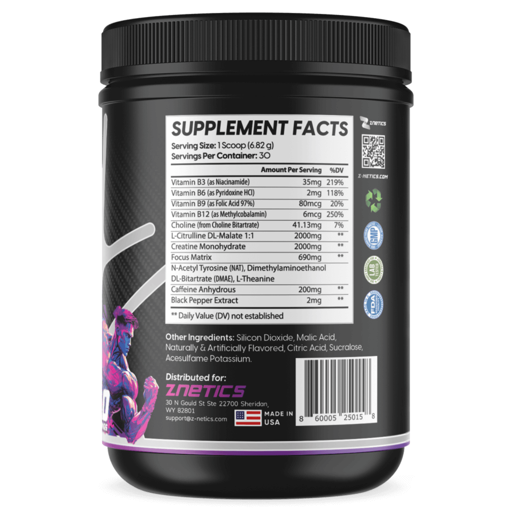 Pre-Workout Fruit Punch | Creatine, Nitric Oxide & Amino Acids | ONE ZTRIKE by ZNETICS Znetics