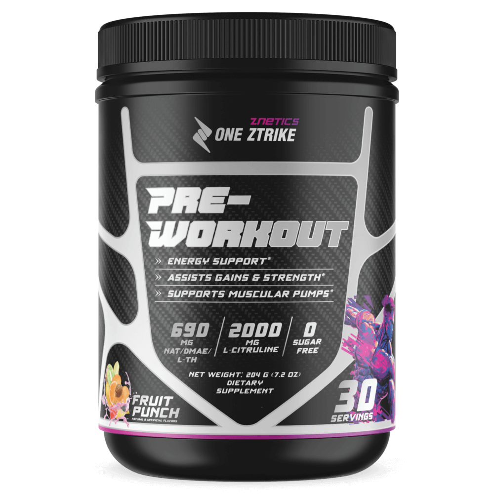 Pre-Workout Fruit Punch | Creatine, Nitric Oxide & Amino Acids | ONE ZTRIKE by ZNETICS Znetics