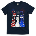 Red White Blue Cats USA Flag Firework 4th Of July T-Shirt Mood Vibes Tees - Express Your Mood, Wear Your Style