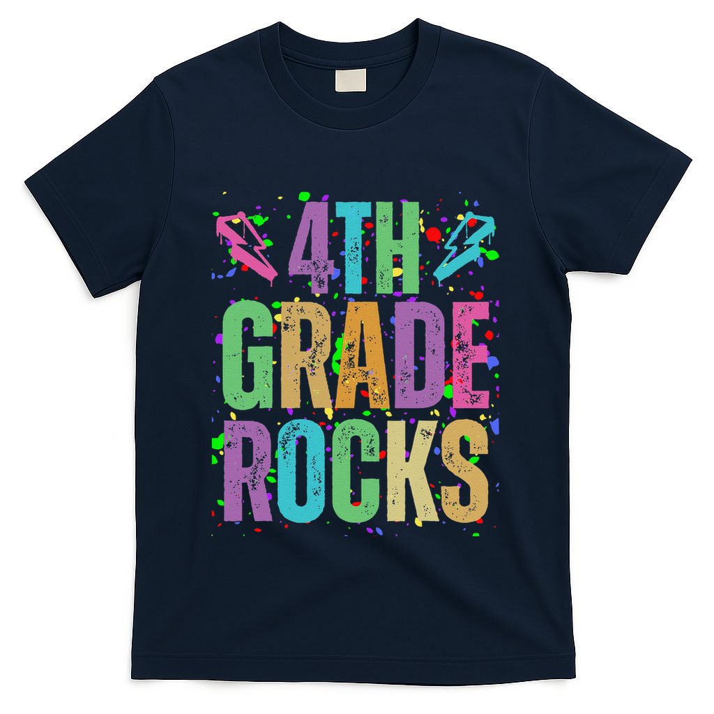 School Rocks Back To School Rockin 4th Grade Rocks T-Shirt Mood Vibes Tees - Express Your Mood, Wear Your Style