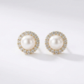 Diamond Pearl Stud Earrings Ostella Shells