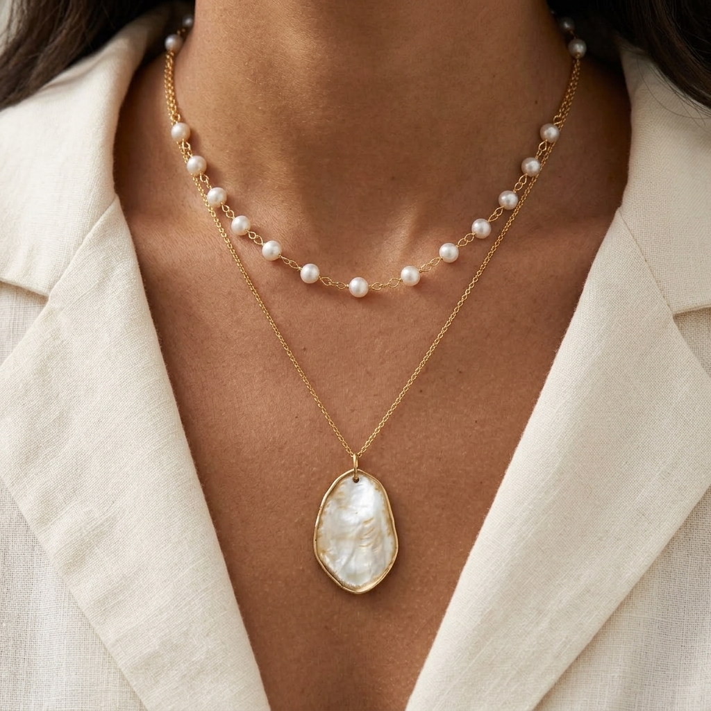 Tulum Layered Necklace Ostella Shells