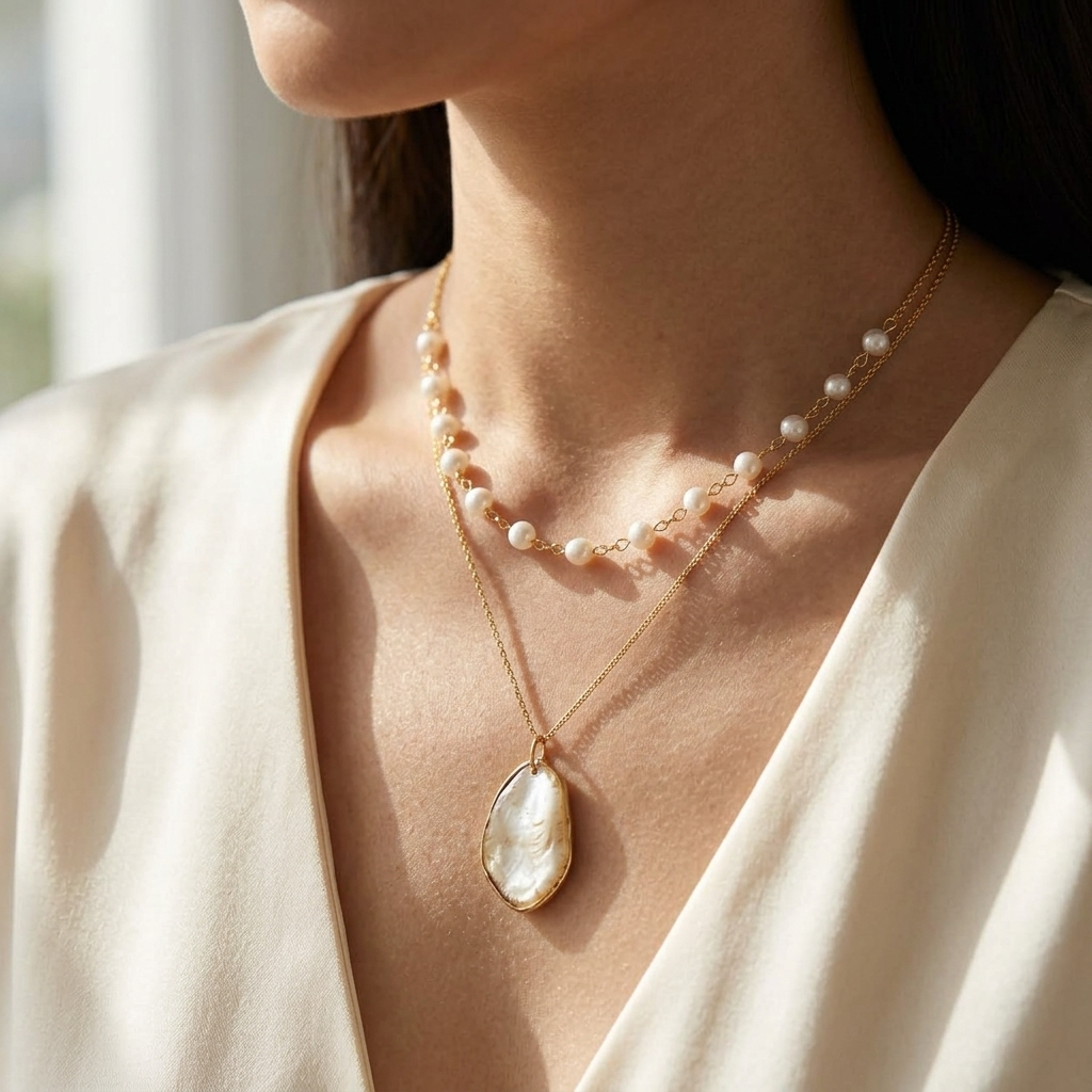 Tulum Layered Necklace Ostella Shells
