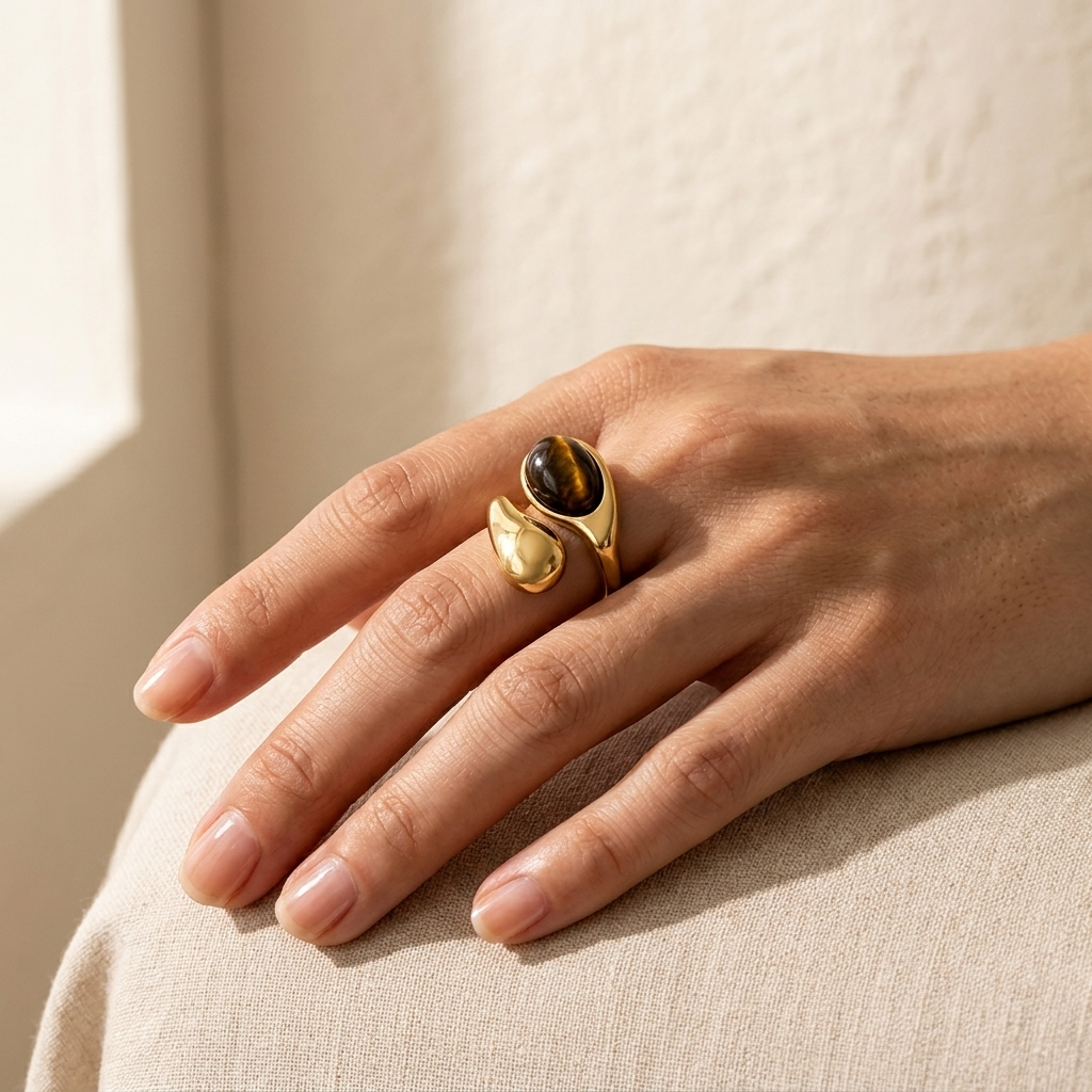 Tiger Eye Ring Ostella Shells