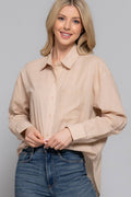 Active Basic "Two Step" Western Button-Down Shirt — Warm Taupe 100% Cotton Voile Layering Staple Cowhide and Conchos