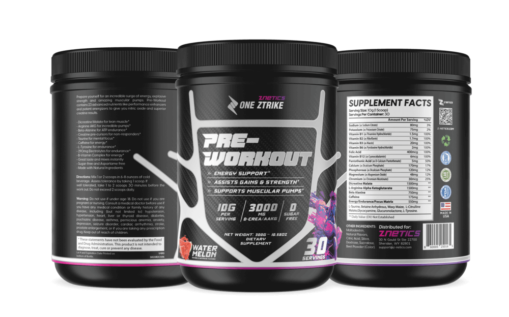 Ultra Concentrate Pre-Workout Watermelon | High Stimulant Energy & Focus | ONE ZTRIKE by ZNETICS Znetics