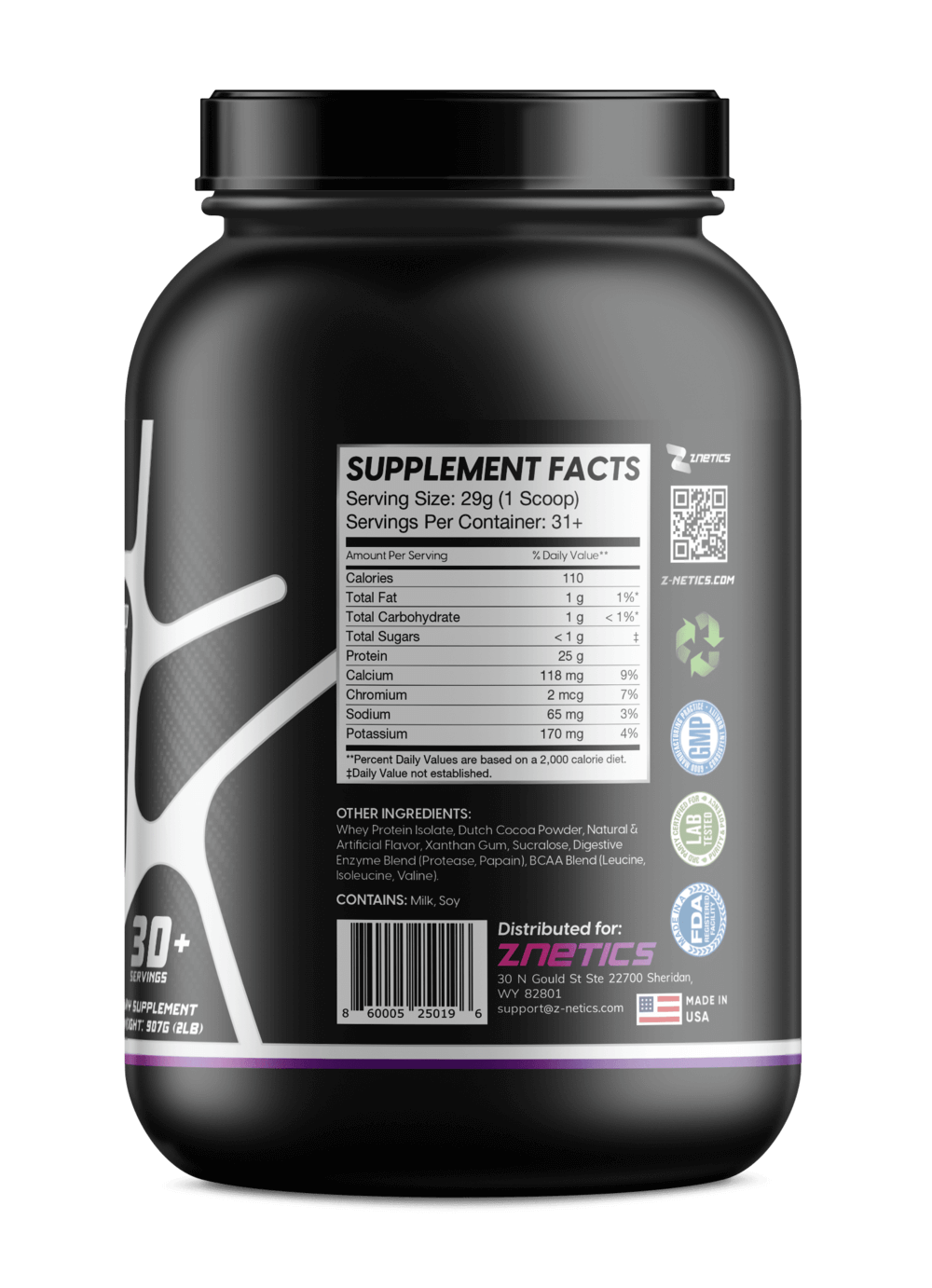 Whey Isolate Protein Chocolate 2LB | 25g Protein, Zero Sugar | ONE ZTRIKE by ZNETICS Znetics
