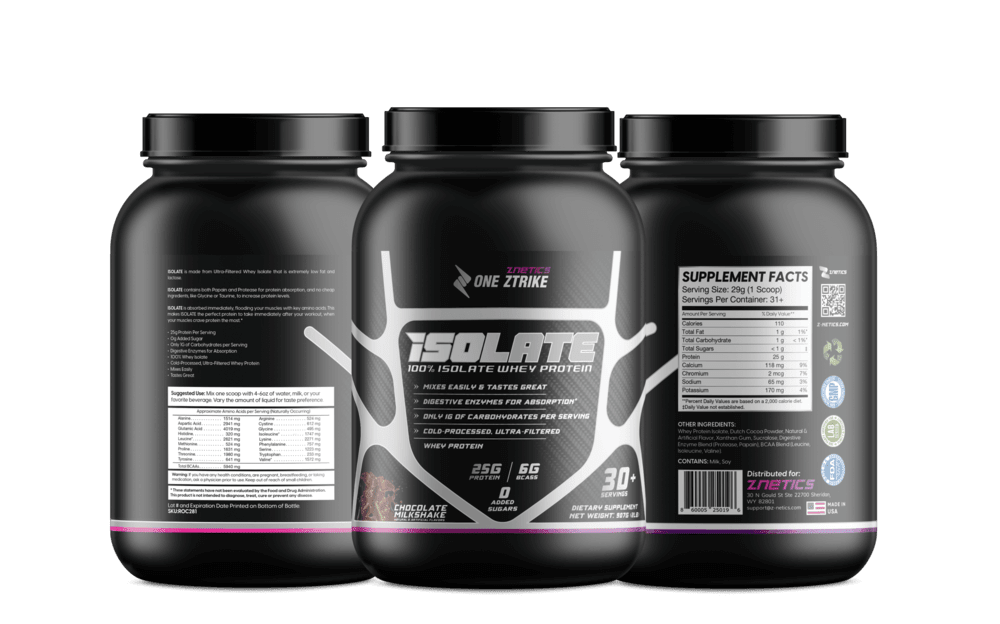Whey Isolate Protein Chocolate 2LB | 25g Protein, Zero Sugar | ONE ZTRIKE by ZNETICS Znetics