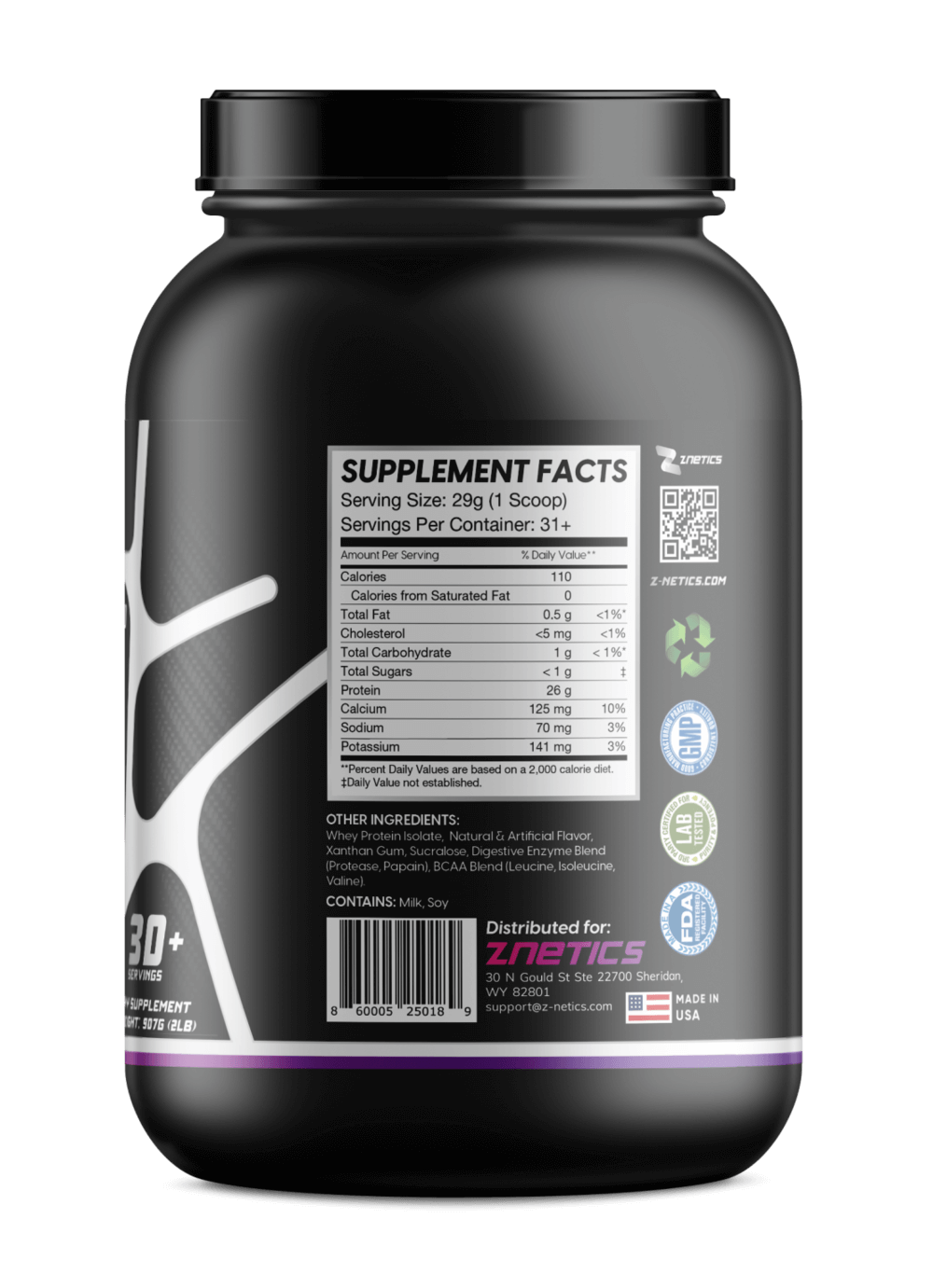 Whey Isolate Protein Vanilla 2LB | 26g Protein, Zero Sugar | ONE ZTRIKE by ZNETICS Znetics
